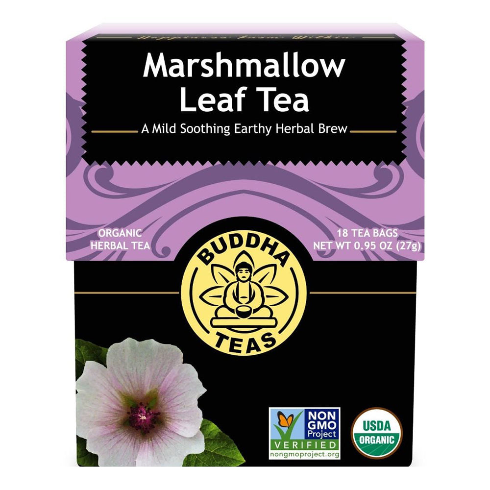 Buddha Teas Marshmallow Leaf Organic Infusion Herbal Tea Soothes Throat and Respiratory System 18Ea