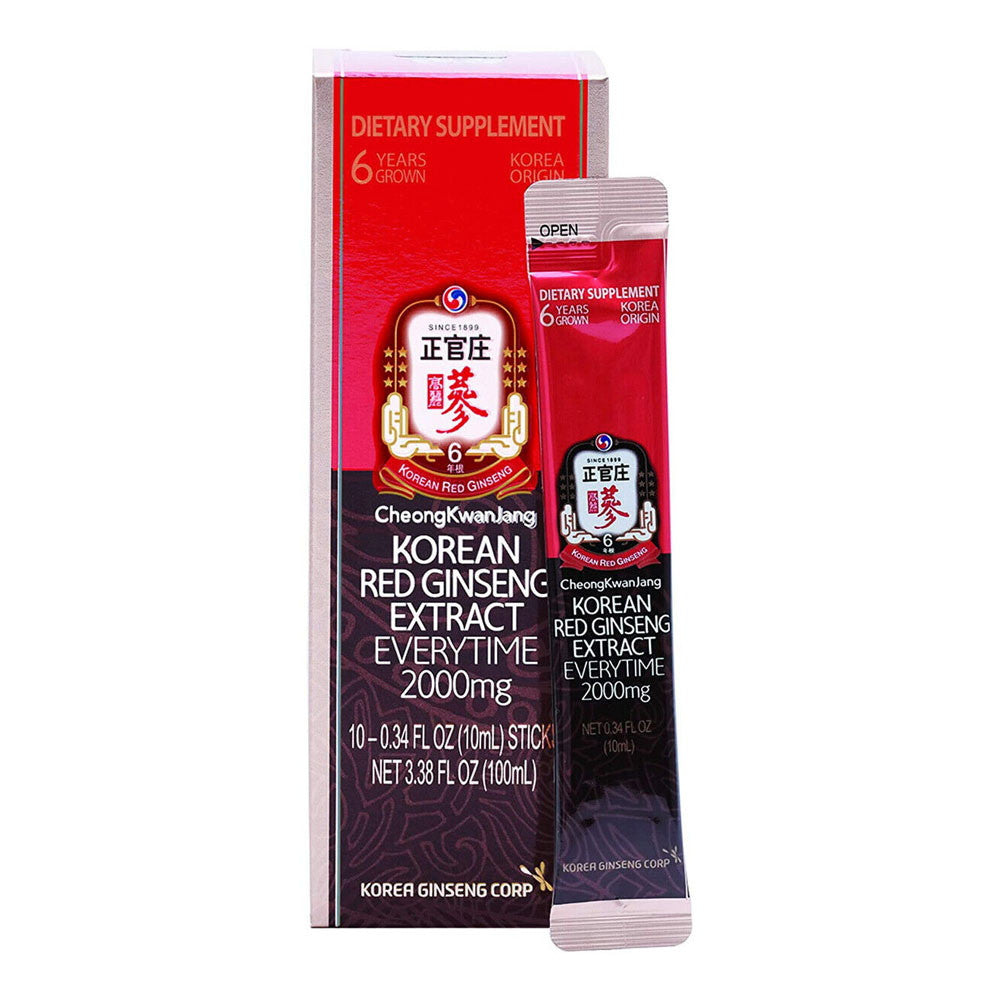 CheongKwanJang Korean Red Ginseng Extract Everytime 2000 Mg Sticks, 10 Ea