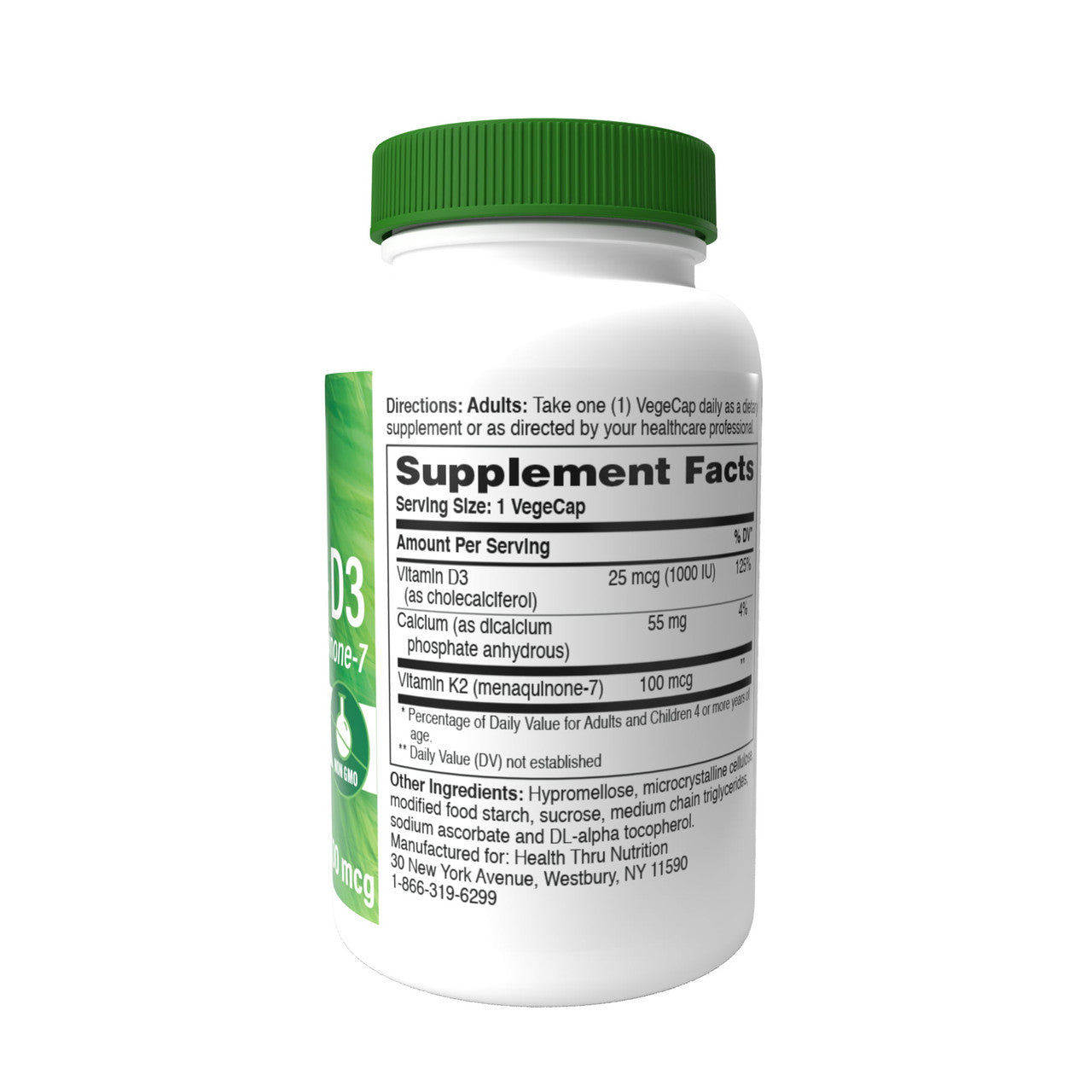 Health Thru Nutrition K2 And D3 As Menquinone 7 Complex For Healthy Bone Support, 60 Ea