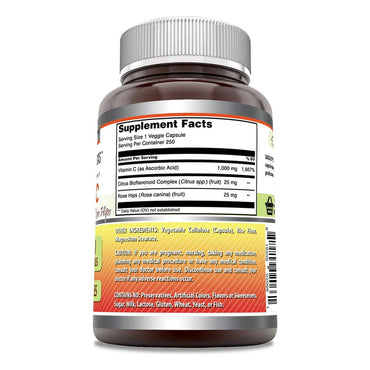 Amazing Nutrition Amazing Formulas Vitamin C Ascorbic Acid 1000Mg With Rose Hips And Citrus Bioflavonoids, 250 Ea