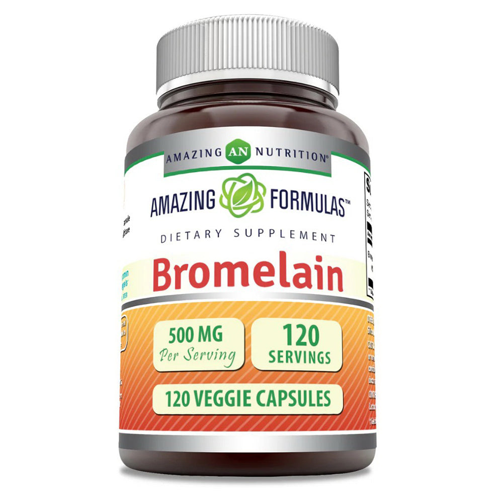 Amazing Formulas Bromelain 500 mg Veggie Capsules for Digestion Support and Inflammation Relief 120Ea