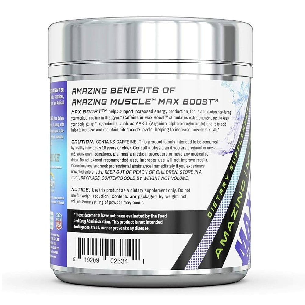Amazing Nutrition Amazing Muscle Max Boost Advanced Pre Workout Formula, Blue Raspberry, 60 Ea