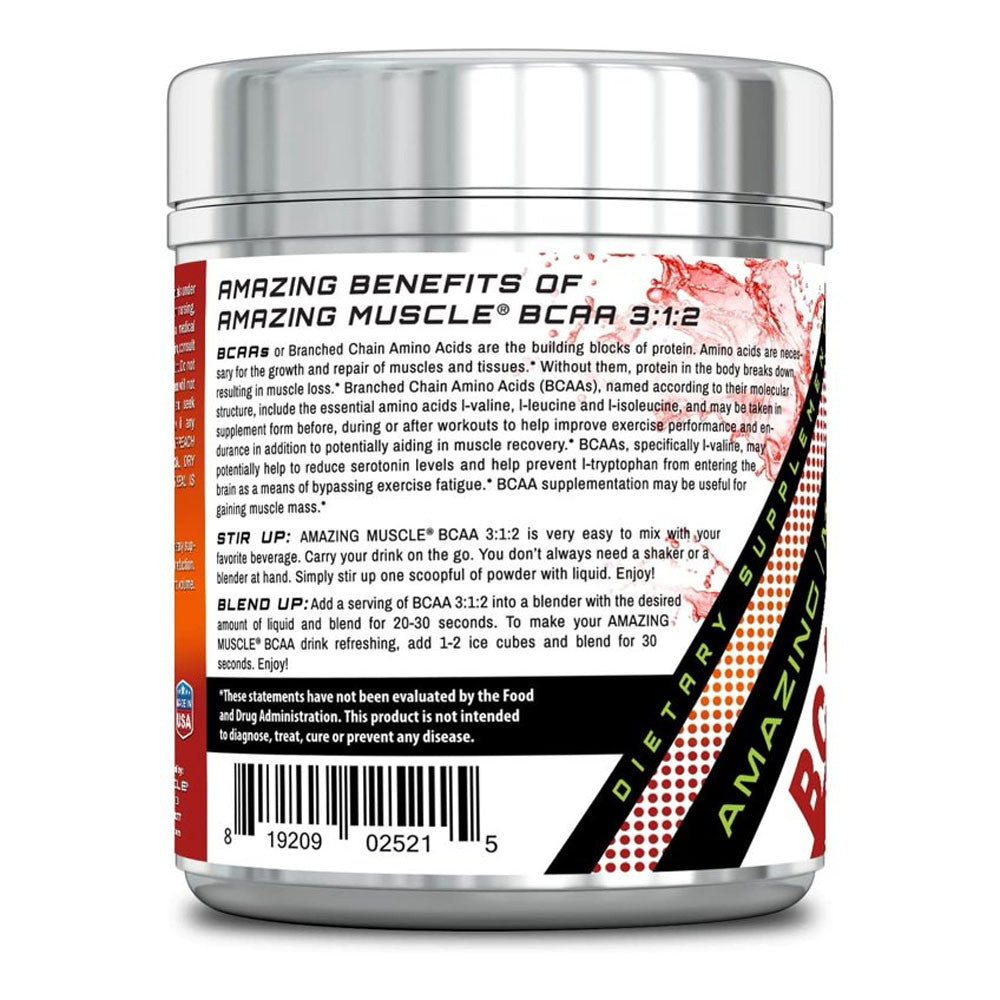 Amazing Nutrition Amazing Muscle BCAA 3-1-2 Helps To Improve Exercise Performance, Fruit Punch, 60 Ea