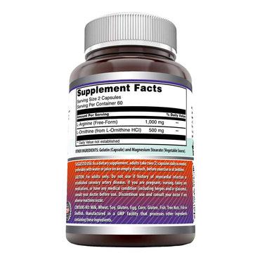 Amazing Nutrition Amazing Formulas L Arginine And L Ornithine 1500 Mg Per Serving Capsules, 120 Ea