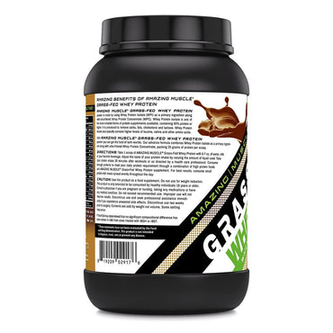 Amazing Nutrition Amazing Muscle Grass FED Whey Protein Supports Muscle Growth, Chocolate, 32 Oz