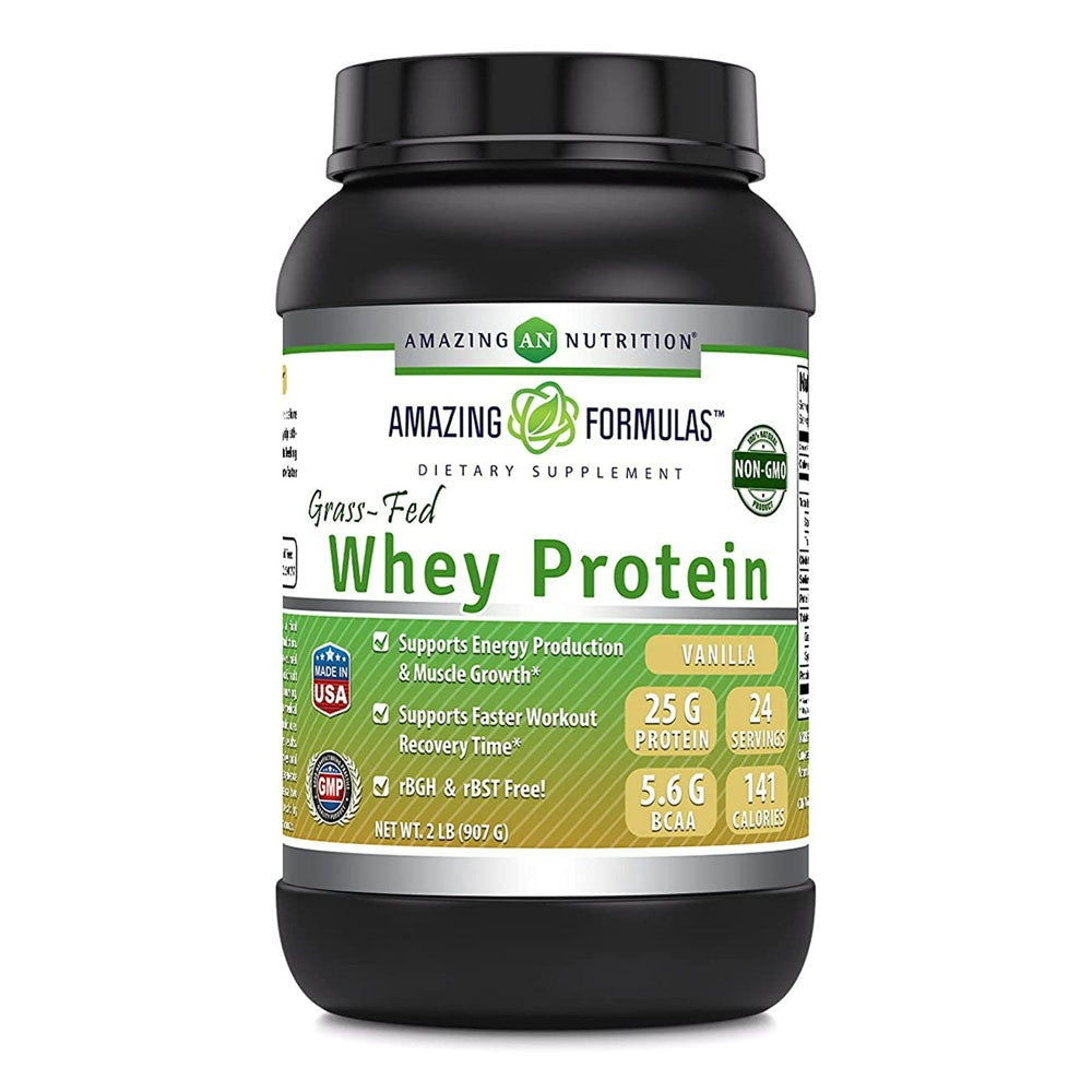 Amazing Nutrition Amazing Formulas Grass FED Whey Protein Supports Energy Production And Muscle Growth, Vanilla, 32 Oz