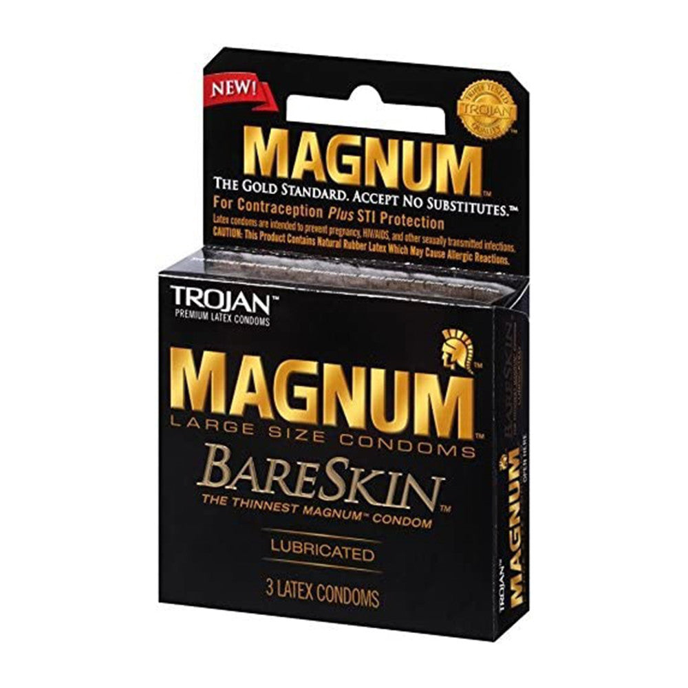 Trojan Magnum Bareskin Lubricated Latex Condoms, 3 Ea