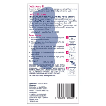 Biore Ultra Deep Cleansing Pore Strips For Nose, 6 Ea