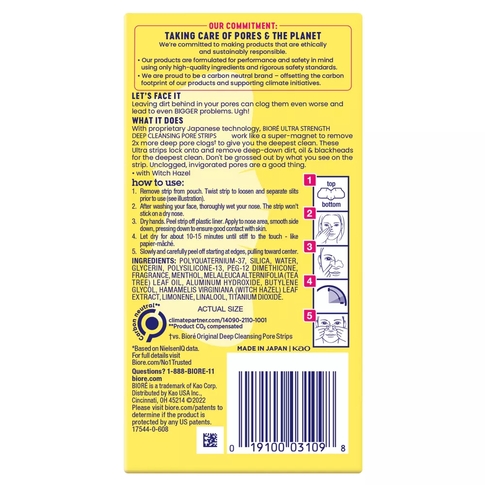 Biore Ultra Deep Cleansing Pore Strips For Nose, 6 Ea