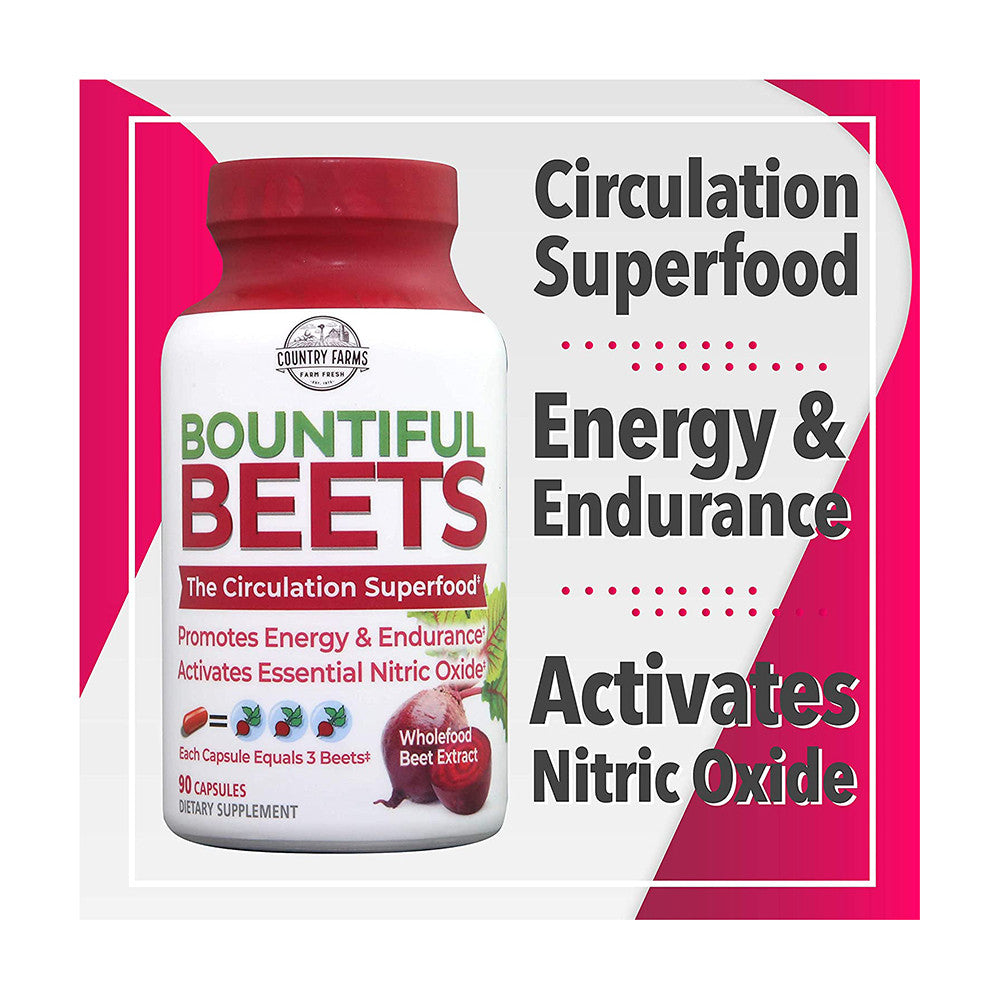 Country Farms Bountiful Beets Circulation Superfood Capsules, 90 Ea