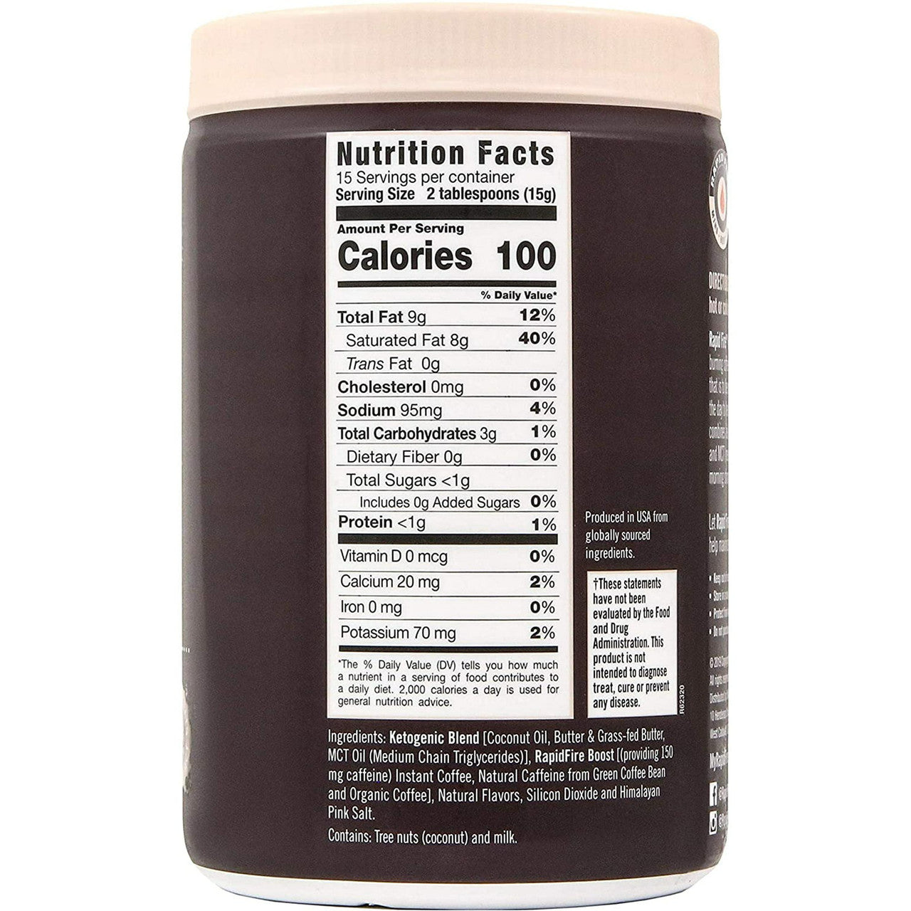 Rapid Fire Ketogenic Coffee Instant Coffee Mix, Original Blend, 7.9 Oz