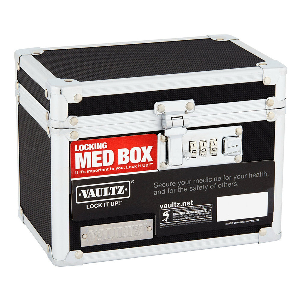 Vaultz Medicine Lock Box with Combination Lock, Black, 1 Ea