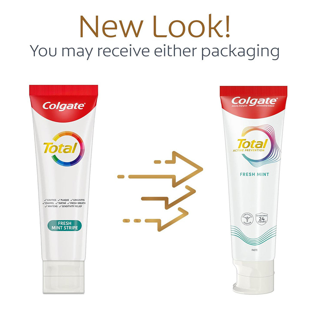 Colgate Active Prevention Total Fresh Mint Stripe Gel Toothpaste 5.1Oz (144gm)