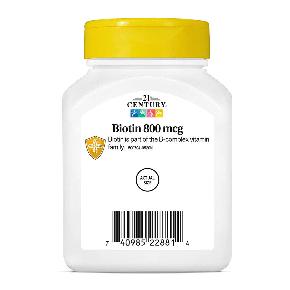 21st Century Biotin 800 Mcg Maximum Strength Tablets, 110 Ea