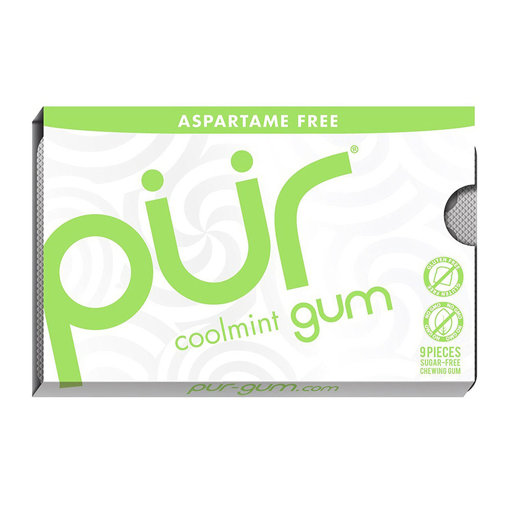 PUR Coolmint Sugar and Aspartame Free Chewing Gum for Oral Care 9Ea