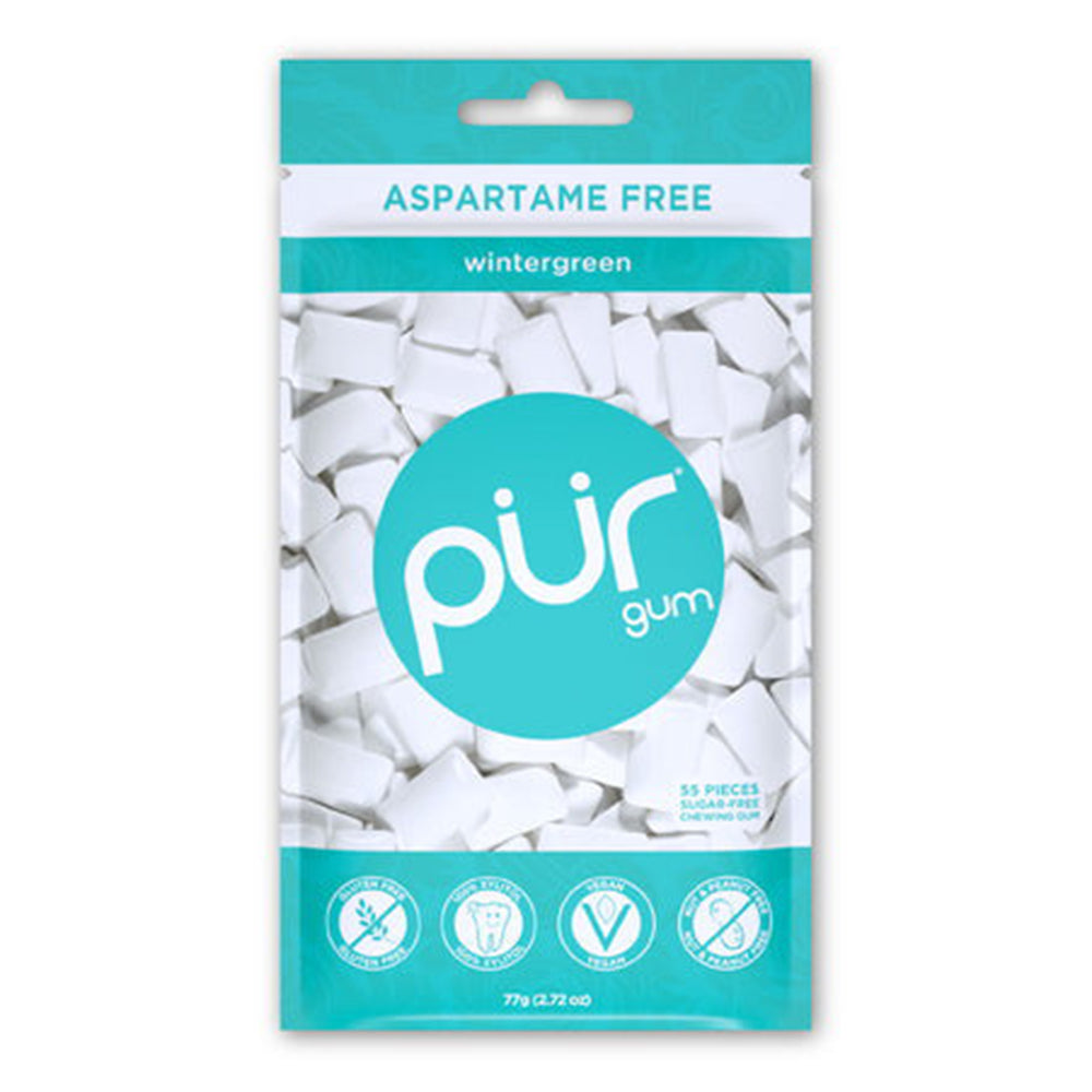 Pur Wintergreen Sugar Free Gum Bag Sweetened with Xylitol Fresher Breath and Better Oral Health 55Ea