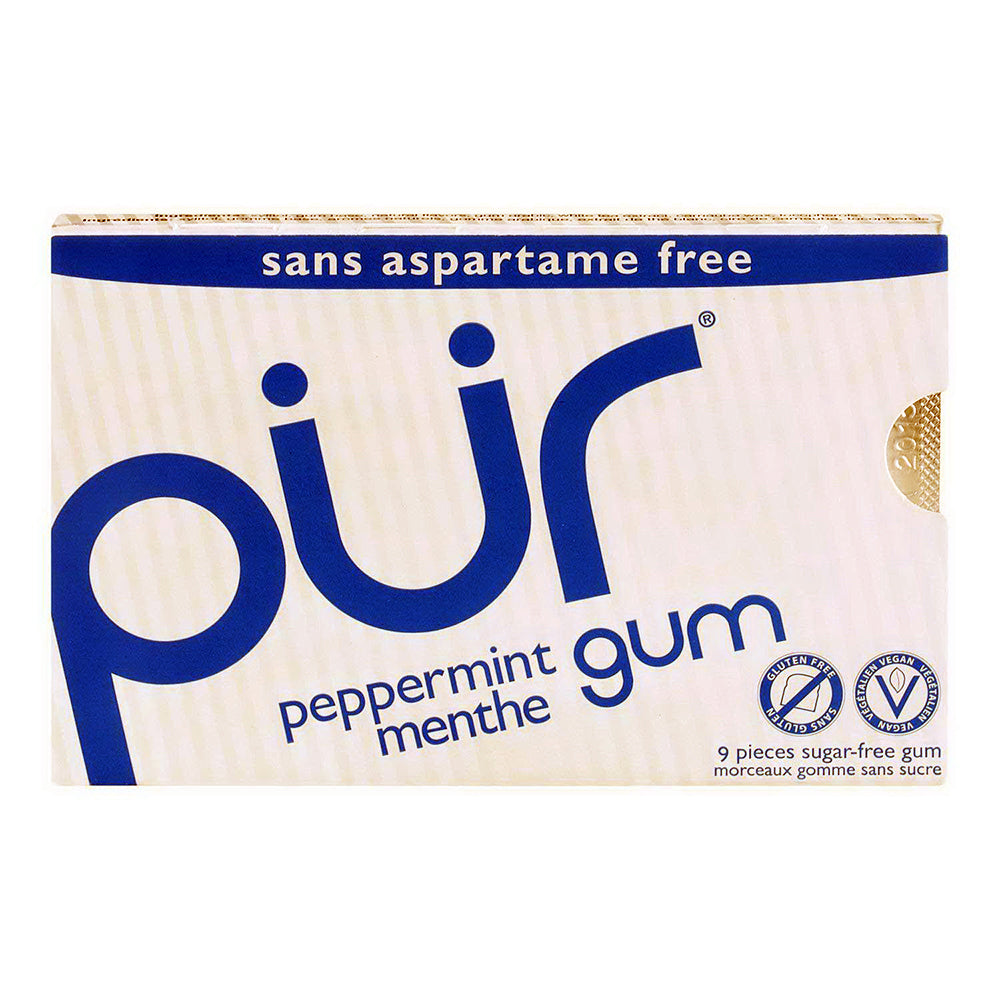 PUR Gum Aspartame Free Pepper Menthe Chewing Gum 9Ea