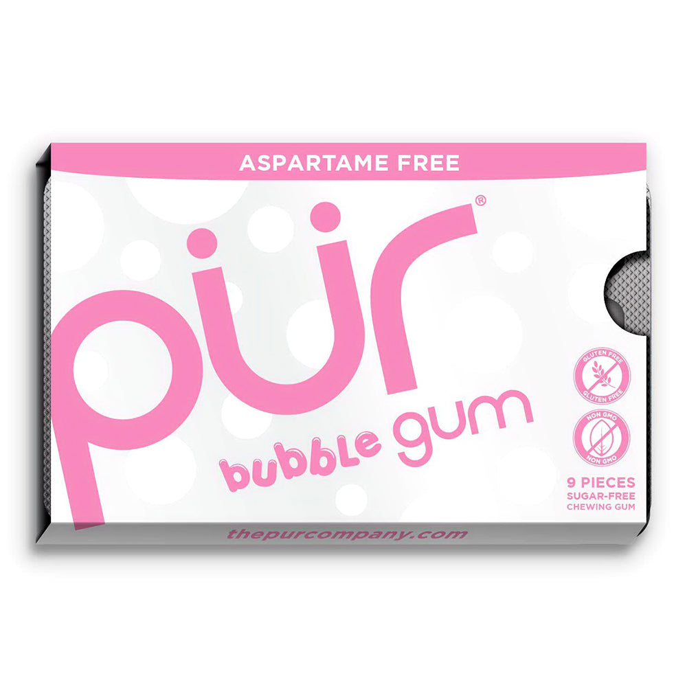 PUR Bubblegum Sugar Free Chewing Gum for Oral Health 9Ea