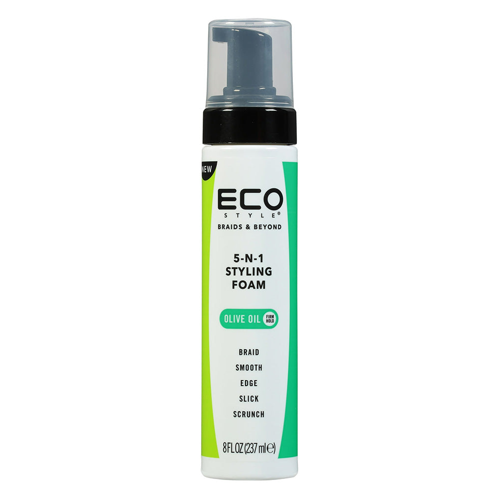 Eco Style 5 in 1 Styling Foam Lightweight for Hold Shine and Hair Definition 8Oz (237ml)