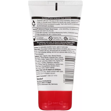 Eucerin Advanced Repair Hand Creme, Fragrance Free, 2.7 Oz