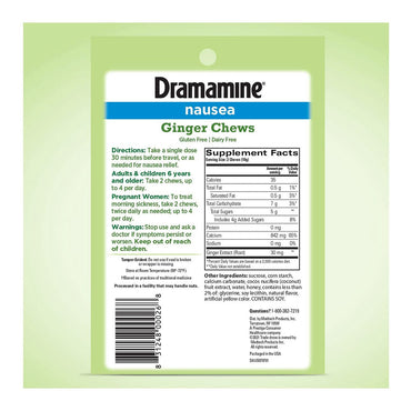 Dramamine Nausea Morning Sickness And Motion Sickness Relieves, Lemon And Honey Ginger Flavor, 20 Ea