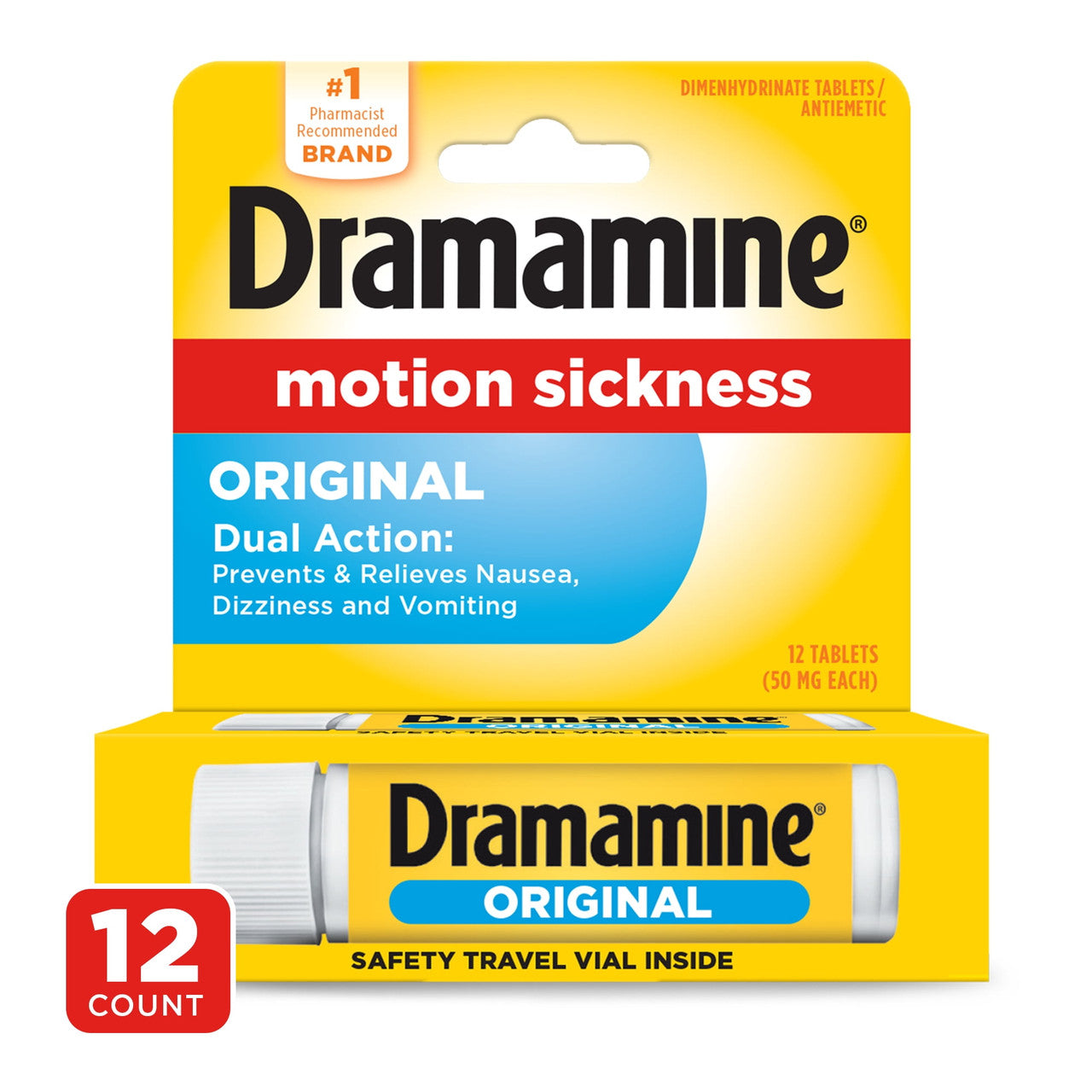 Dramamine Original Formula Fast Acting Motion Sickness Relief Tablets - 12 Ea