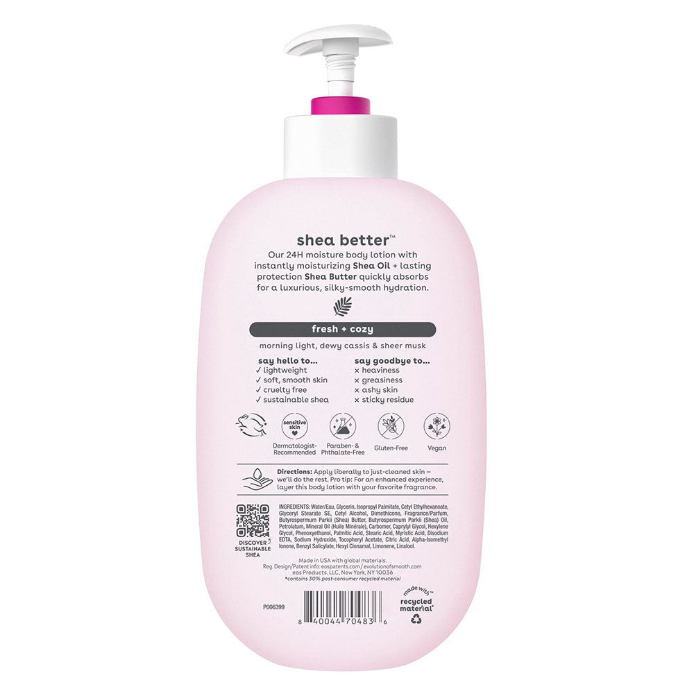 Eos Shea Better Body Lotion Fresh and Cozy for Dry Skin, 16 Oz