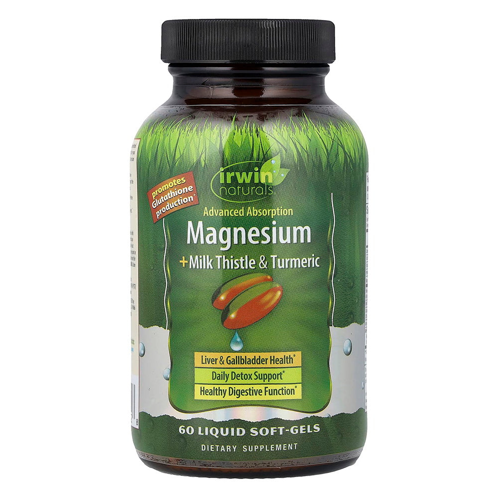 Irwin Naturals Magnesium Plus Milk Thistle and Turmeric Liquid Softgels 60Ea