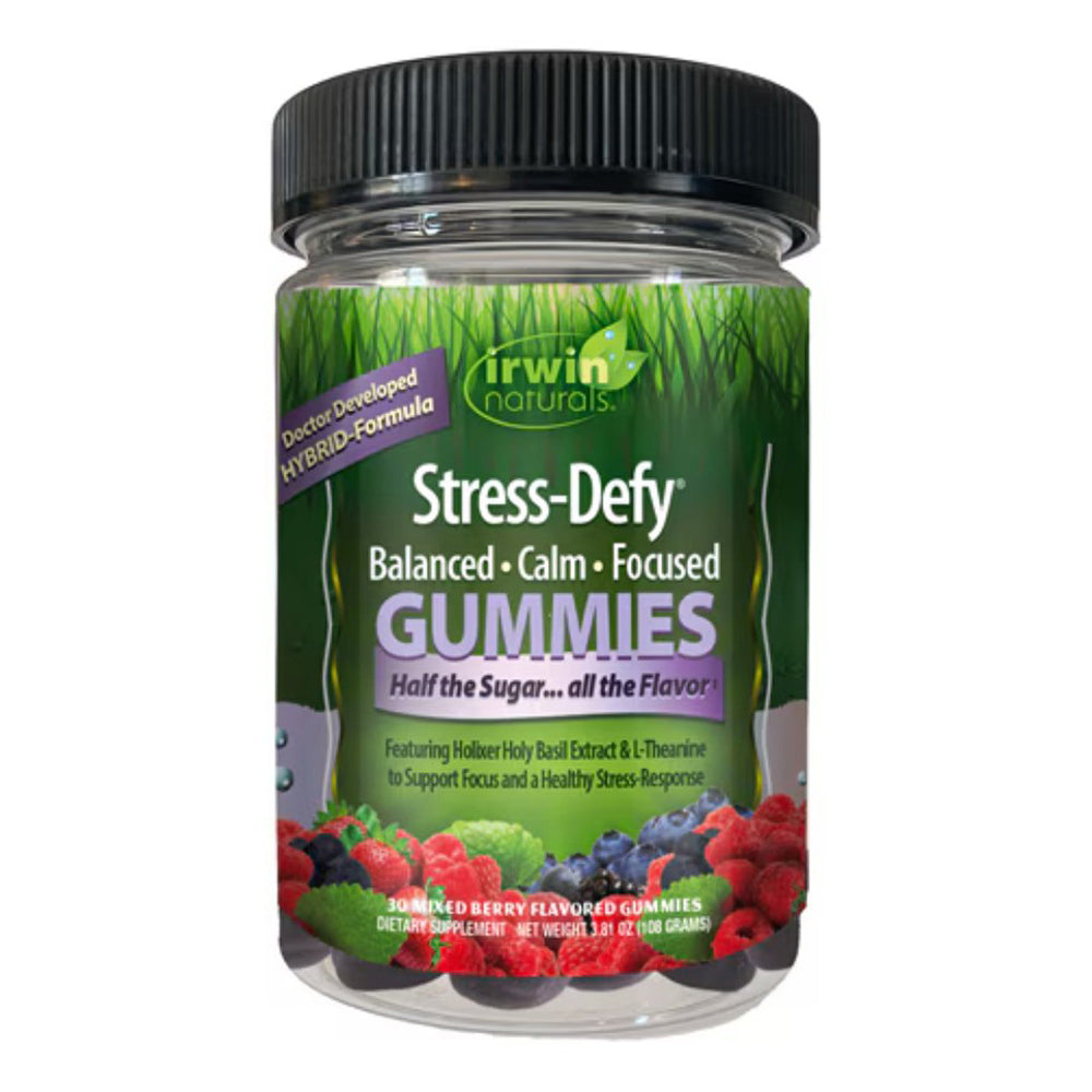 Irwin Naturals Stress Defy Balanced Calm Focused Mixed Berry Flavored Gummies 3.81Oz (108g) 30Ea