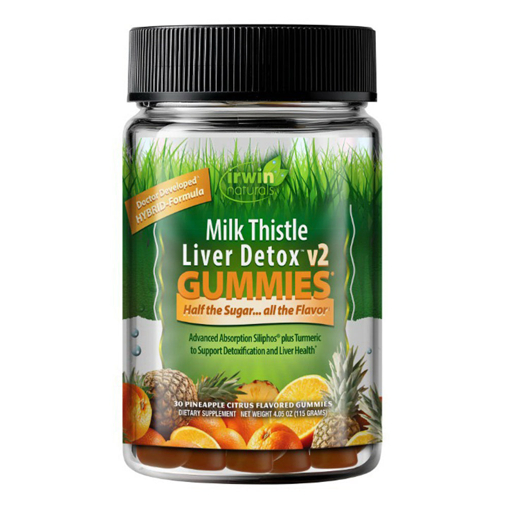 Irwin Naturals Milk Thistle Liver Detox v2 Pineapple Citrus Gummies Supports Liver and Gallbladder Health 30Ea