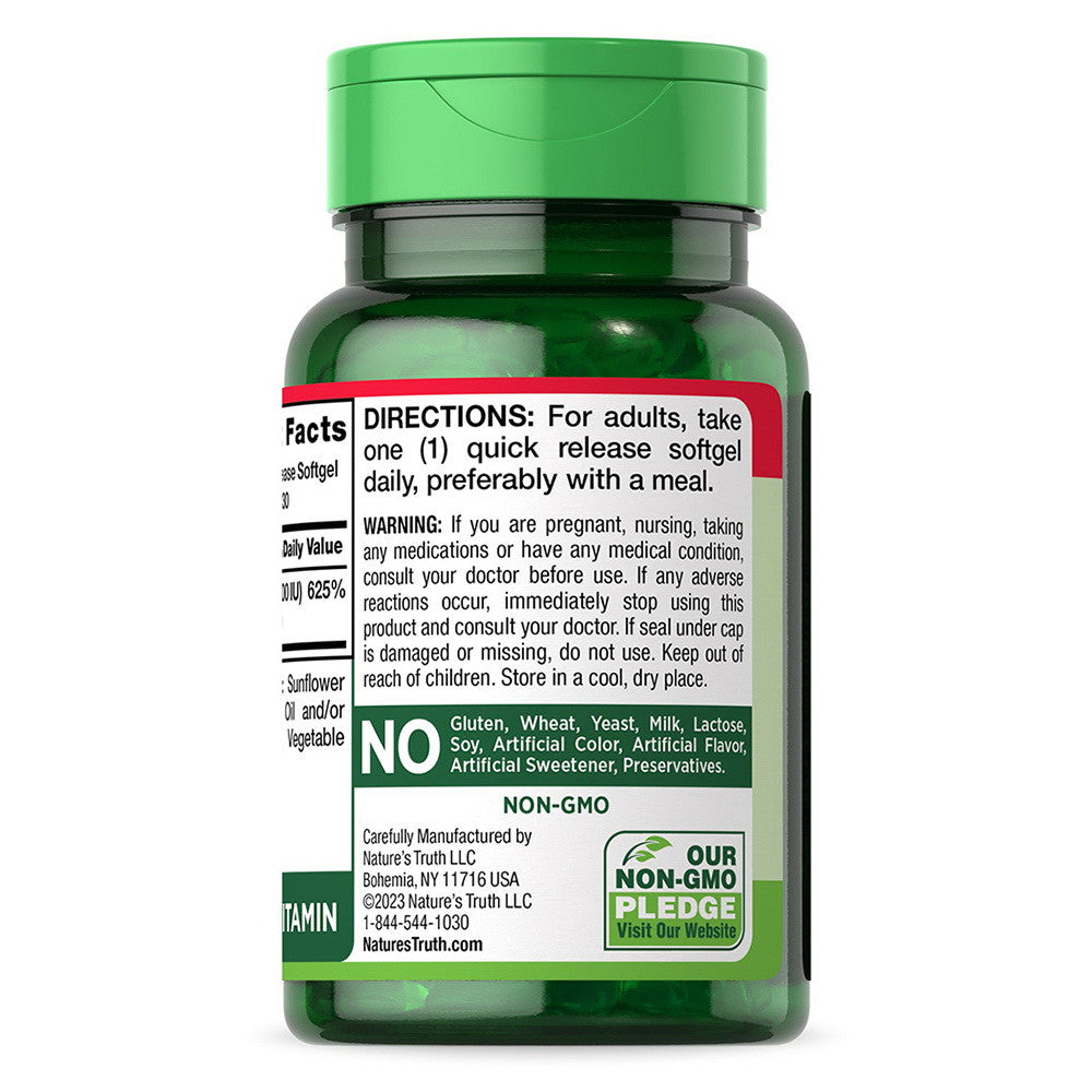 Natures Truth High Potency Vitamin D3 5000 IU, Quick Release Softgels, 130 Ea