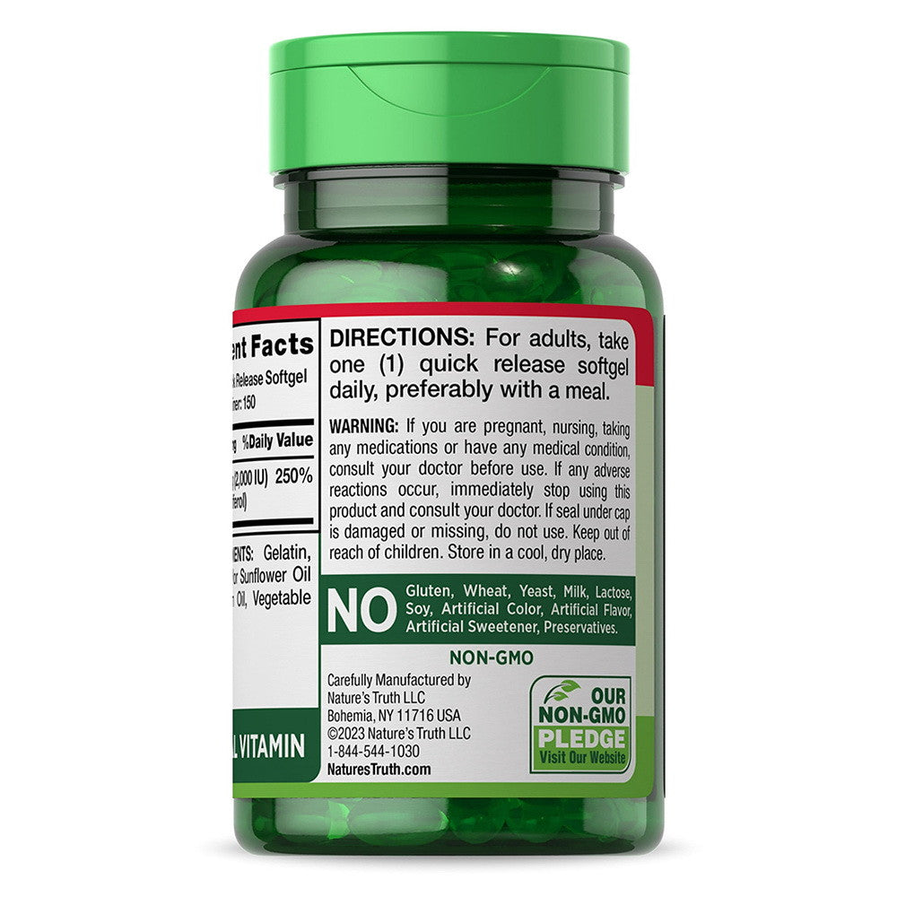 Natures Truth High Potency Vitamin D3 2000 IU Softgels, 150 Ea
