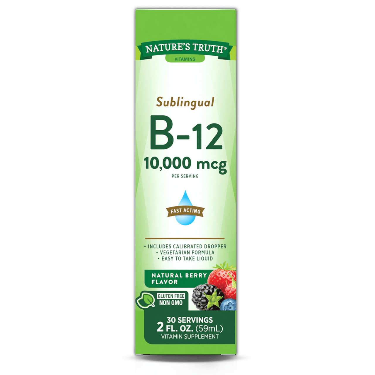 Natures Truth Sublingual B-12 10,000 Mcg Liquid Natural Berry Flavor, 2 Oz