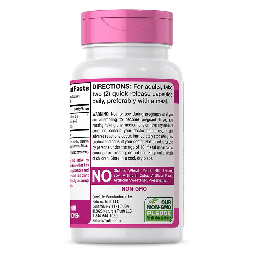 Natures Truth Vitamins Fenugreek 610 mg Popular With Lactating Women Capsules, 100 Ea