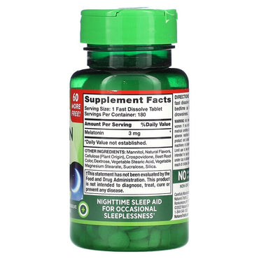 Natures Truth Melatonin 3mg Fast Dissolve Tablets, Natural Berry Flavour, 180 ea
