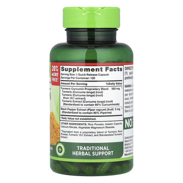 Natures Truth Turmeric Curcumin Complex 500 mg Plus Black Pepper Extract, 120 Ea
