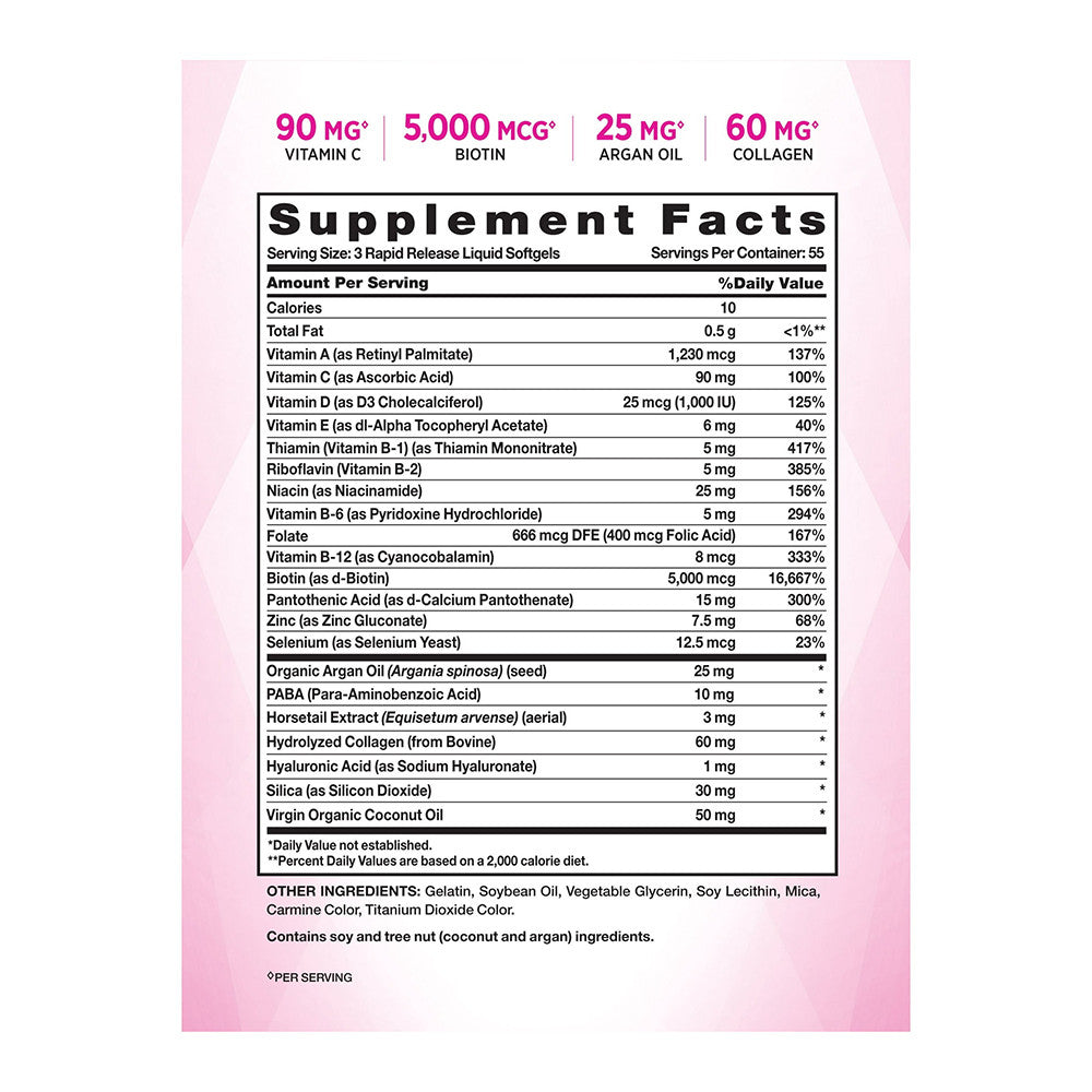 Natures Truth Superior Strength Hair, Skin and Nails with 5000mcg Biotin Softgels, 165 Ea