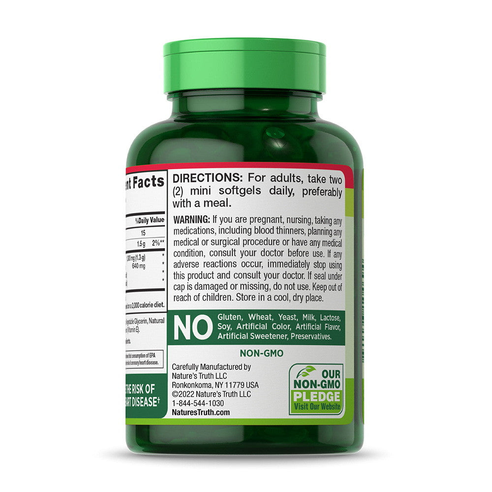Natures Truth Mini Fish Oil 1300 Mg Omega 3 Softgels, Lemon Flavor, 100 Ea