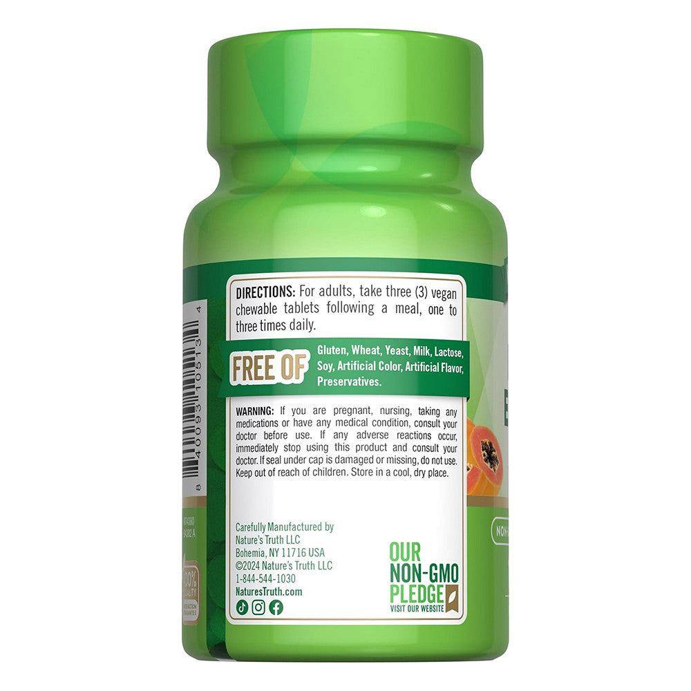 Natures Truth Chewable Papaya Enzyme Tablets, 120 Ea