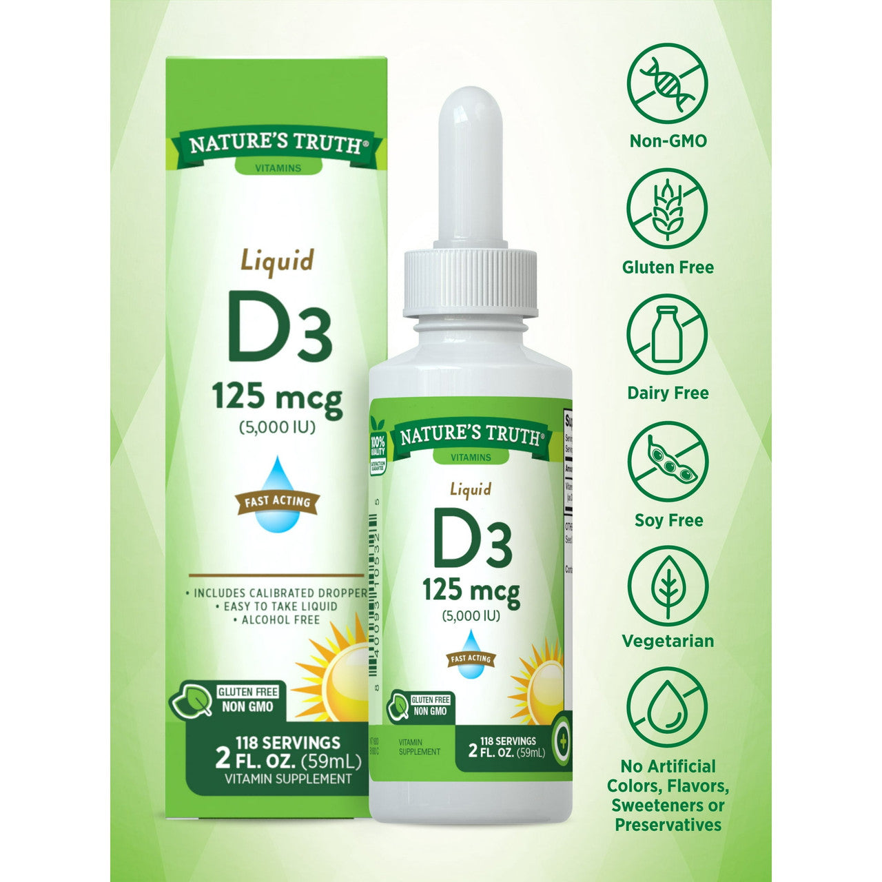 Natures Truth Vitamin D Liquid 5000 IU, 2 oz