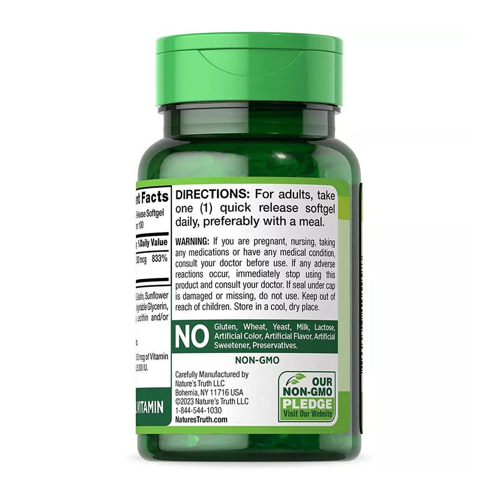Natures Truth Beta Carotene 7500 Mcg Quick Release Softgels, 100 Ea