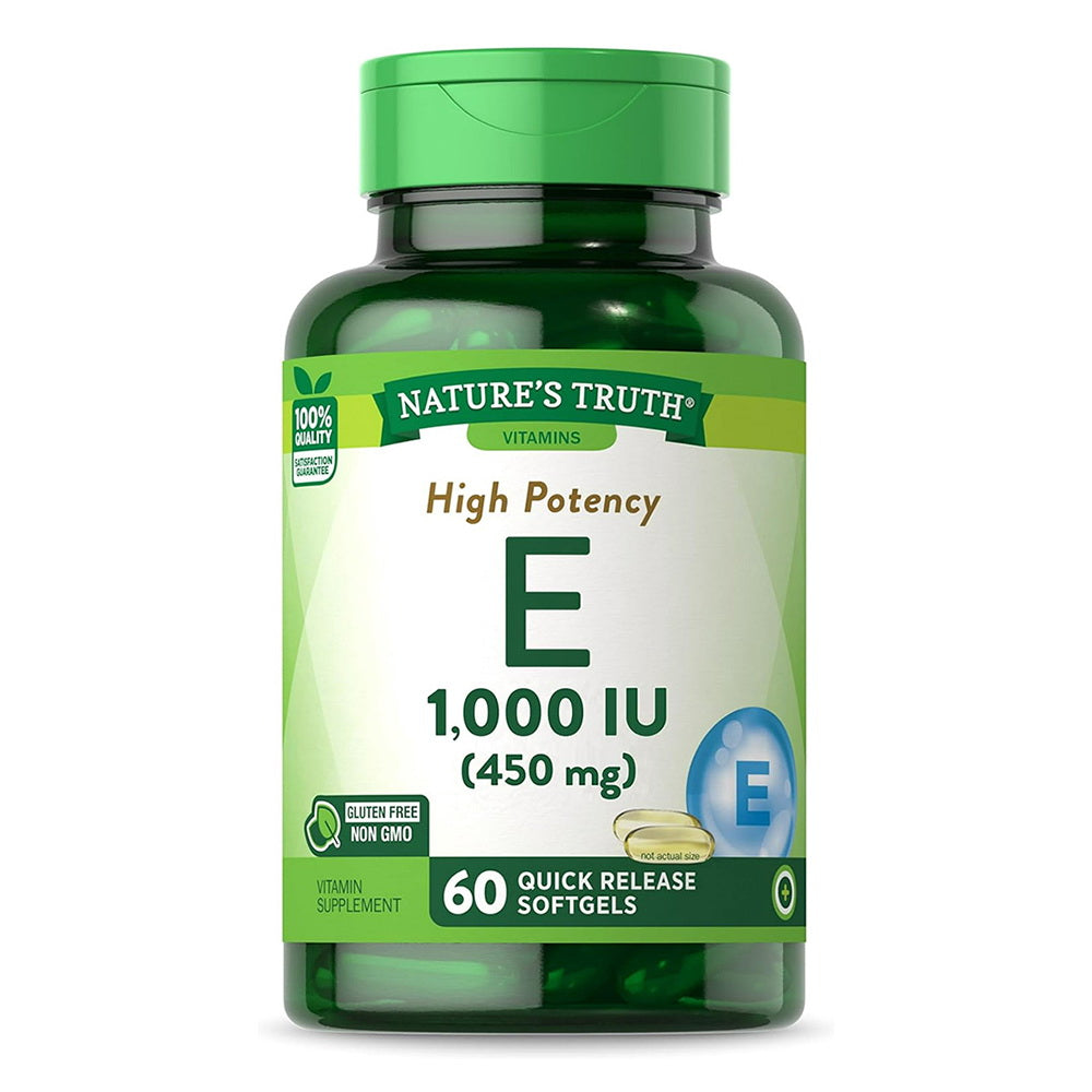 Natures Truth Vitamin High Potency E 1,000 IU Quick Release Softgels, 60 Ea