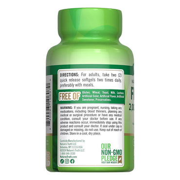 Natures Truth Fish Oil 1000 mg Dietary Supplement Softgels, Lemon flavor, 60 Ea