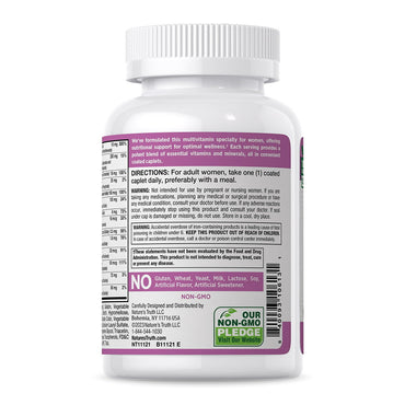 Natures Truth Vitamins ABC Complete Womens Multivitamin Mineral Supplement Coated Caplets, 100 Ea