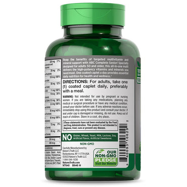 Natures Truth ABC Complete Senior 50 Plus, Multivitamin Coated Caplets, 100 Ea