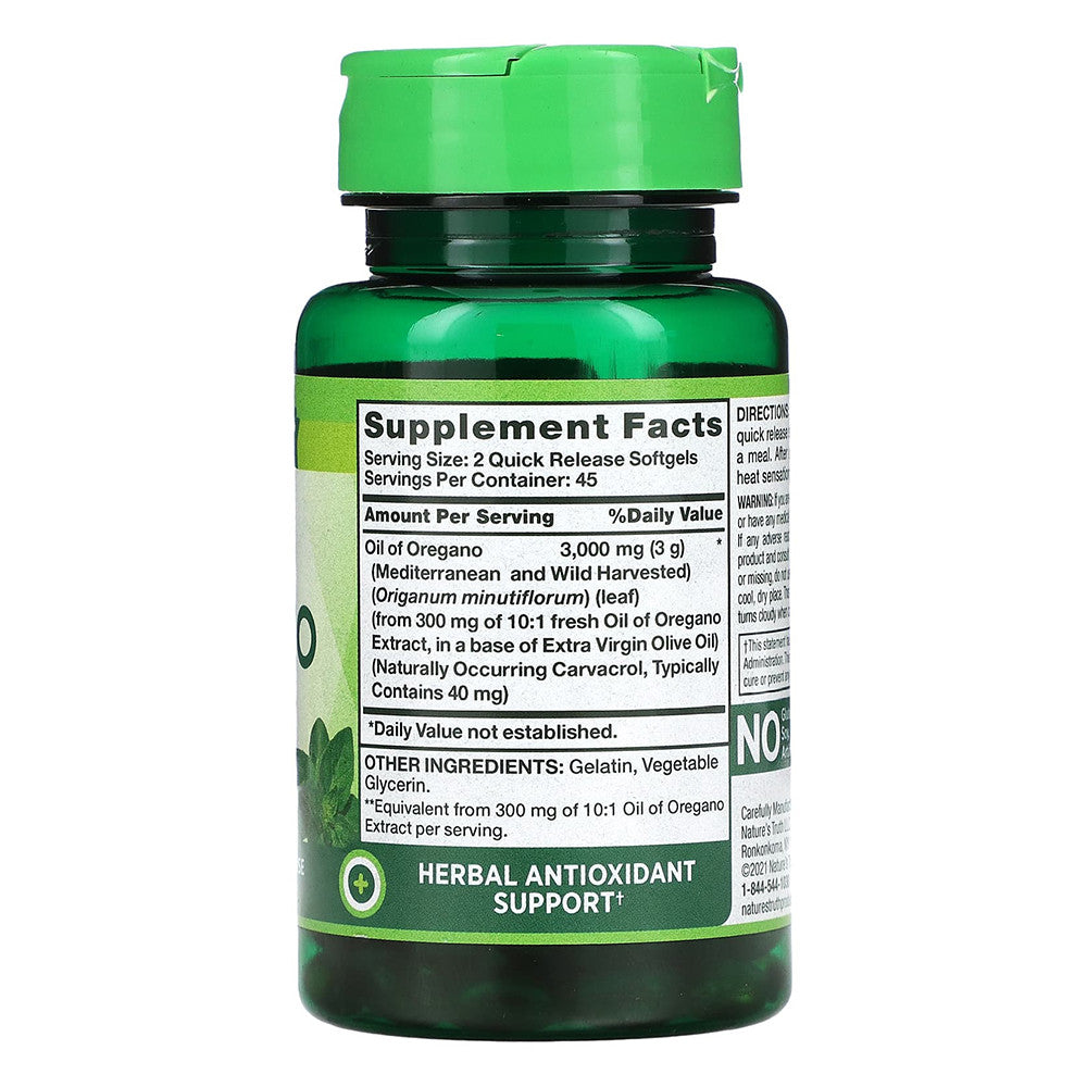 Natures Truth Vitamins Oil Of Oregano 3000 Mg Softgels, 90 Ea