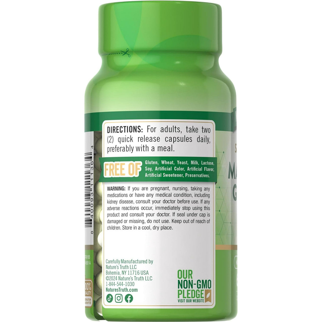 Natures Truth Superior Absorption Magnesium Glycinate Chelated Capsules, 60 Ea