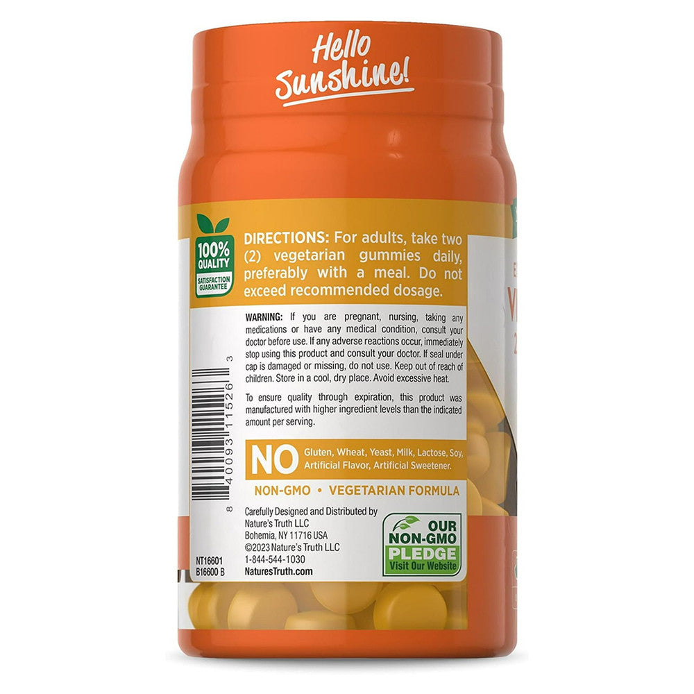 Natures Truth Extra Strength Vitamin D3 2000 Iu Vegetarian Gummies, Natural Pineapple Flavor, 70 Ea