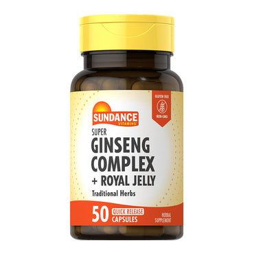 Sundance Vitamins Super Ginseng Complex Plus Royal Jelly Quick Release Capsules, 50 Ea