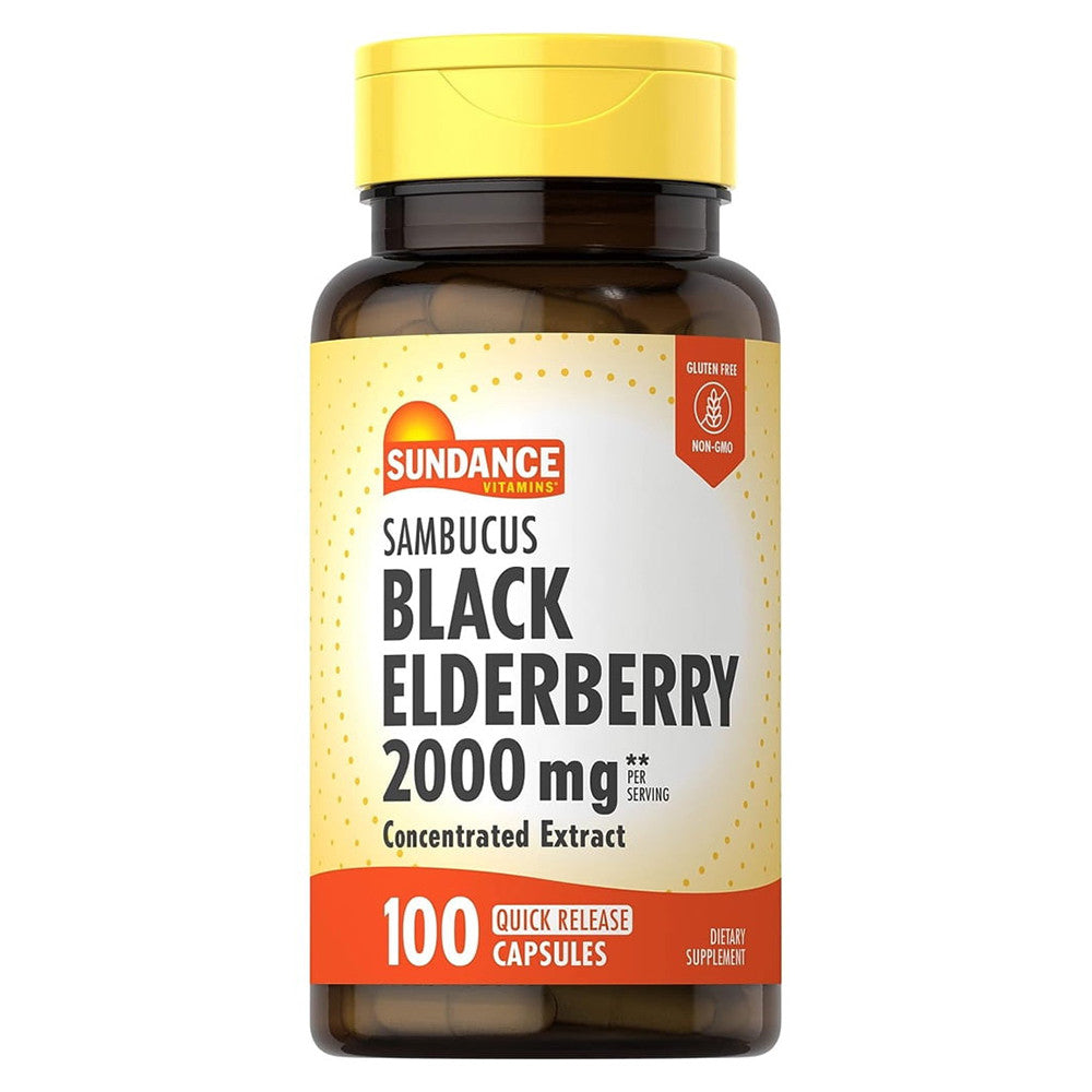 Sundance Sambucus Vitamins Black Elderberry 2000 Mg Capsules, 100 Ea
